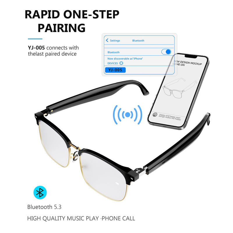 Voice Control Smart Glasses-Bluetooth Sunglasses with Built-in Mic&Speaker,UV400 Polarized,Perfect for Men & Women Lightweight Running/Cycling Eyewear, Slim-Fit Frame.