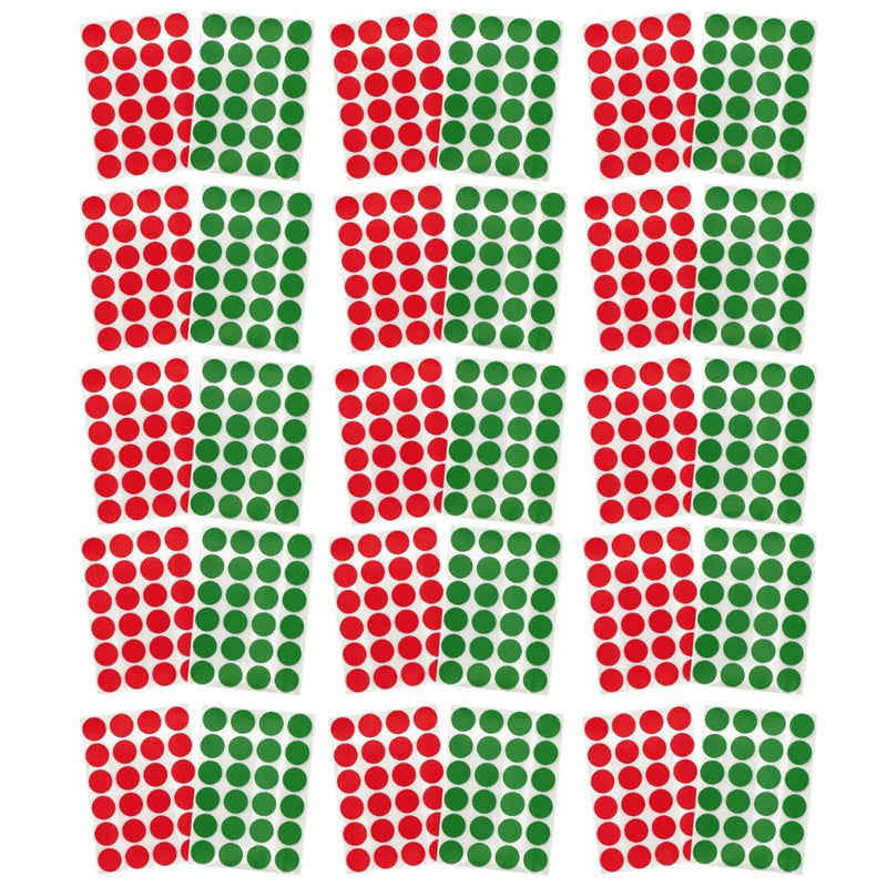 ChromaLabel 3/4 Inch Circle Sticker Labels, Permanent Adhesive Sticky Dots - 1200 Colored Dot Stickers per Variety Pack, Red and Green - Case of 15