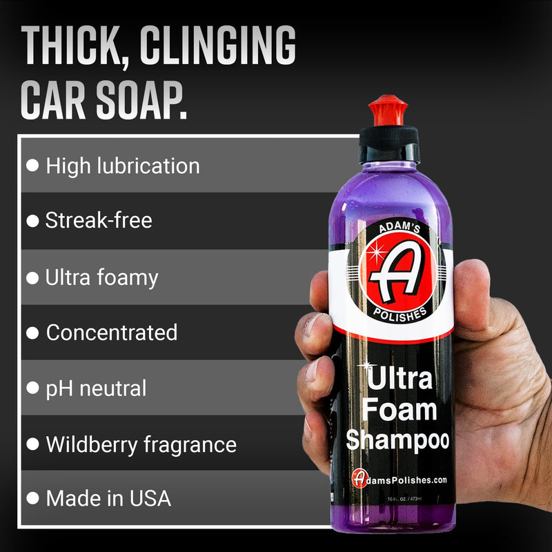 Adam's Polishes Ultra Foam Shampoo 16oz - Our Most Sudsy Car Shampoo Formula Ever - pH Neutral Formula for Safe, Spot Free Cleaning - Ultra Slick Formula, Wont Scratch or Leave Water Spots 16 Fl Oz (Pack of 1)