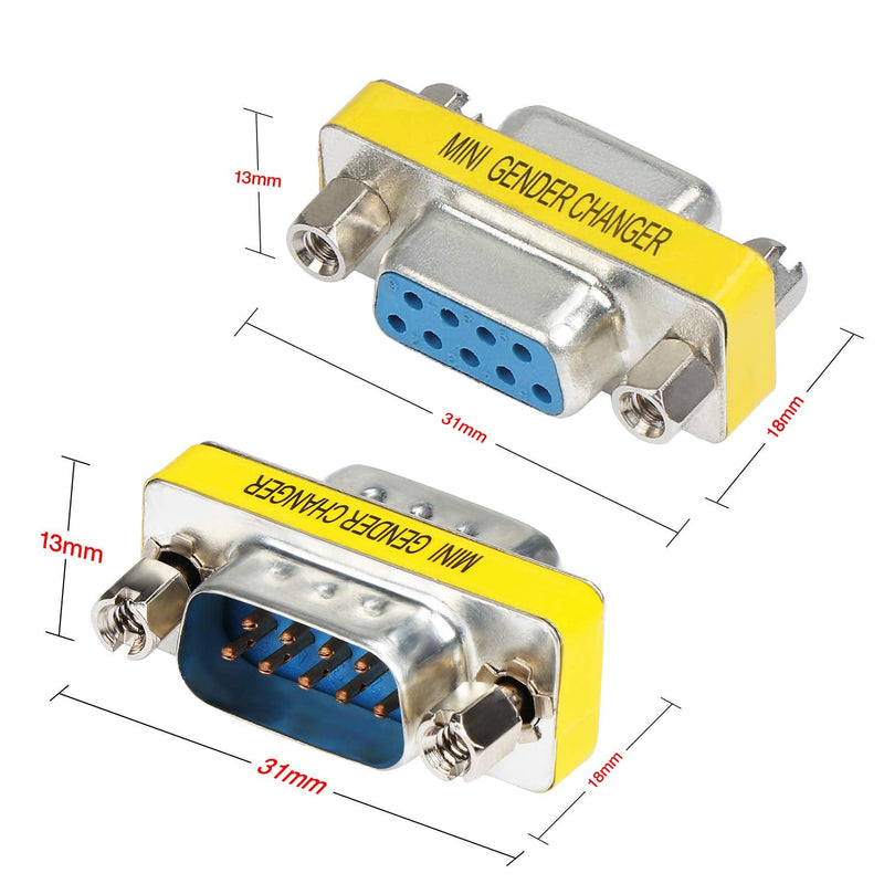 abcGoodefg 9 Pin RS-232 DB9 Male to Male Female to Female Serial Cable Gender Changer Coupler Adapter (20 Pack, DB9 Male to Male Female to Female) 20 PACK