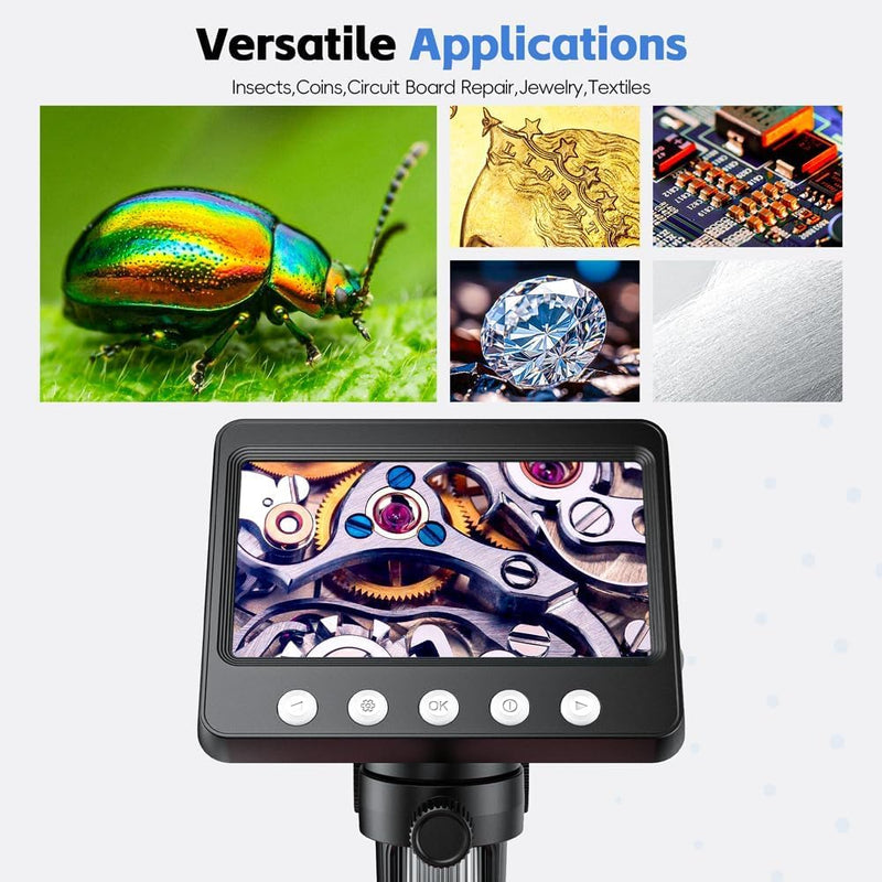 4.3" Digital Microscope for Adults, SKYEAR Coin Microscope 1000X Magnification with 8 Ajustable LED Fill Lights, USB Microscope for Windows/MacOS, Coin Collection Supplies-Black Black