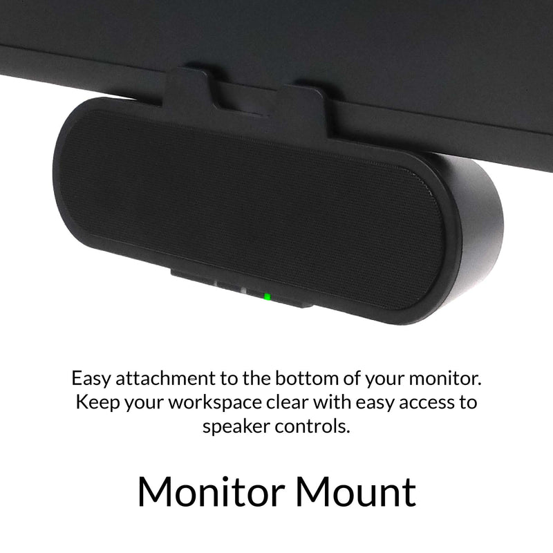 Cyber Acoustics USB & Bluetooth Speaker Bar (CA-2890PRO) USB Powered Speaker with Speakerphone for PC and Bluetooth for Smartphones, Clamps to Monitors up to 2 Inches Thick USB & BT - Pro