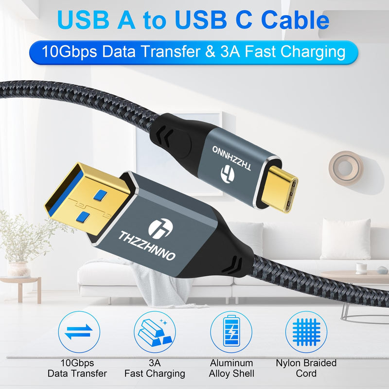 USB A to USB C Cable 26FT, USB 3.1 USB 3.2 Gen2 10Gbps Data Transfer Cable Cord for Samsung Galaxy/iPhone 15/MacBook Pro/iPad Pro 1 PACK USB A-C
