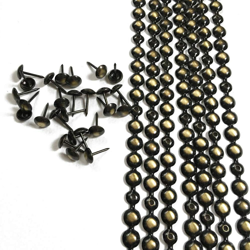 Let's Decorate 10 Meters D9.5mm Bronze Upholstery Tacks Strips/Nailhead Trims,Decorative Nail Strips with Upholstery Tacks for Sofa Headboard Bench(C:9.5mm Bronze) 9.5mm C:9.5mm bronze