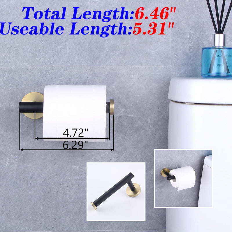 GERZWY Bathroom 3-Pieces Hardware Accessories Sets (Coat Hook 12-Inch Towel Bar Toilet Paper Holder) SUS 304 Stainless Steel (Black & Gold) AG111C(30.5) 7B5B-3BD Black & Gold