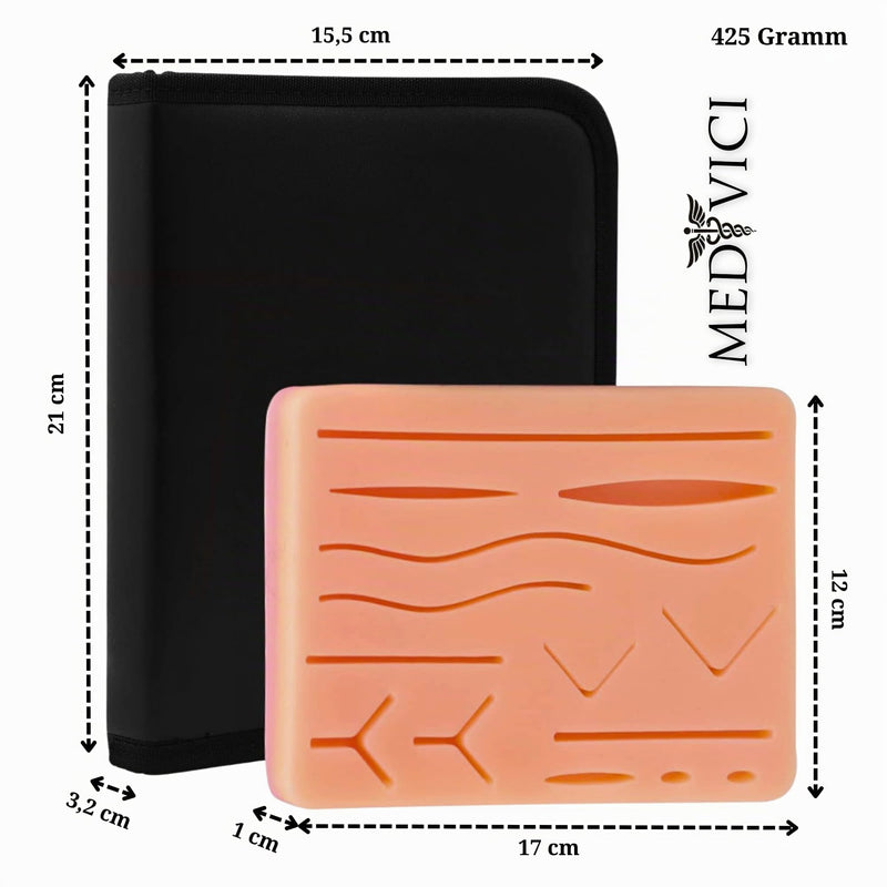 Surgical Suture Kit in Black - Sewing Kit Medicine for Suture Training & Medical Studies | Suture Practice Kit | Suture Set Exercise Medicine with 3-Layer Suture Pad, 12 Threads & Premium Case | Medi | Designed by medical students in Germany