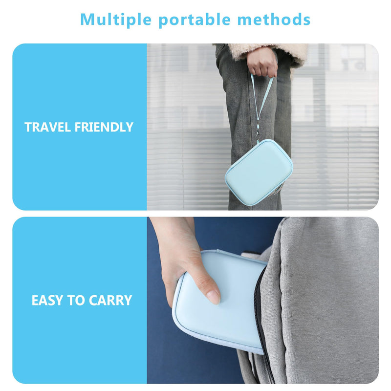 Hard Case Compatible with Nelko P21/for Phomemo D30/for SUPVAN E10/for NIIMBOT D11 Label Maker Machine, Portable Bluetooth Label Printer Storage Holder Bag with Mesh Pocket for Tapes, Blue