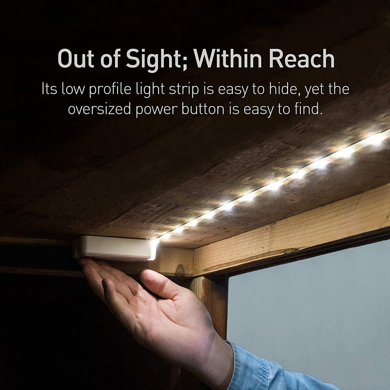 POWER PRACTICAL Luminoodle Under Cabinet Lighting – Click LED Light Strip for Shelves, Kitchen Cabinets, & Furniture, 3-Pack Includes Power Button & Tape Adhesive - Warm White (2700K) Warm Light 3 pack