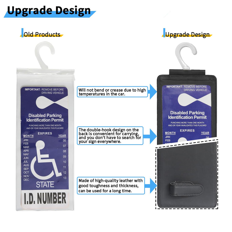 Yuoyar Portable Handicap Placard Holder for Auto - Ultra Transparent Handicapped Placard Holder Protector Hanger Sleeve - Placard Holder for Disability Parking (Black) black