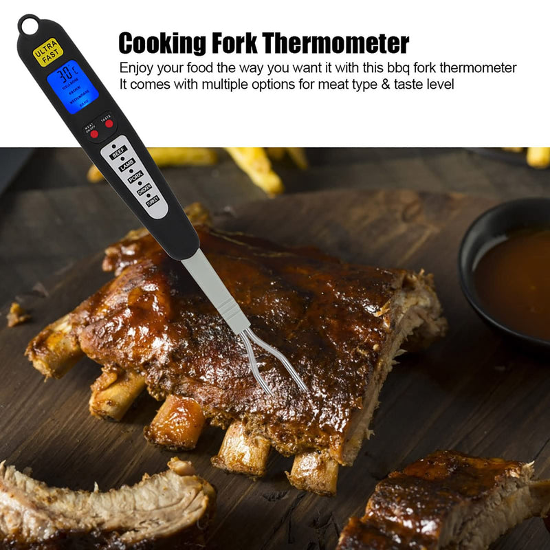 Digital Meat Thermometer Fork, Fast Read Grill Thermometer with LED Display and Stainless Steel Probes for Steak Chicken Pork Turkey Hot Grilled Food for Men Him Dad