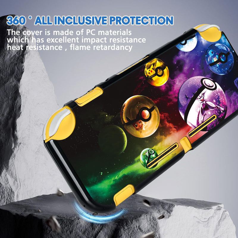 DLseego Cartoon Balls Switch Lite Protective Case Cool Hard PC Shell Shockproof Scratch Resistant Cover Joy Con Japanese Amine Skin with 2PCS Blue and Red Balls Thumb Grips Caps for Switch 2019 colorful