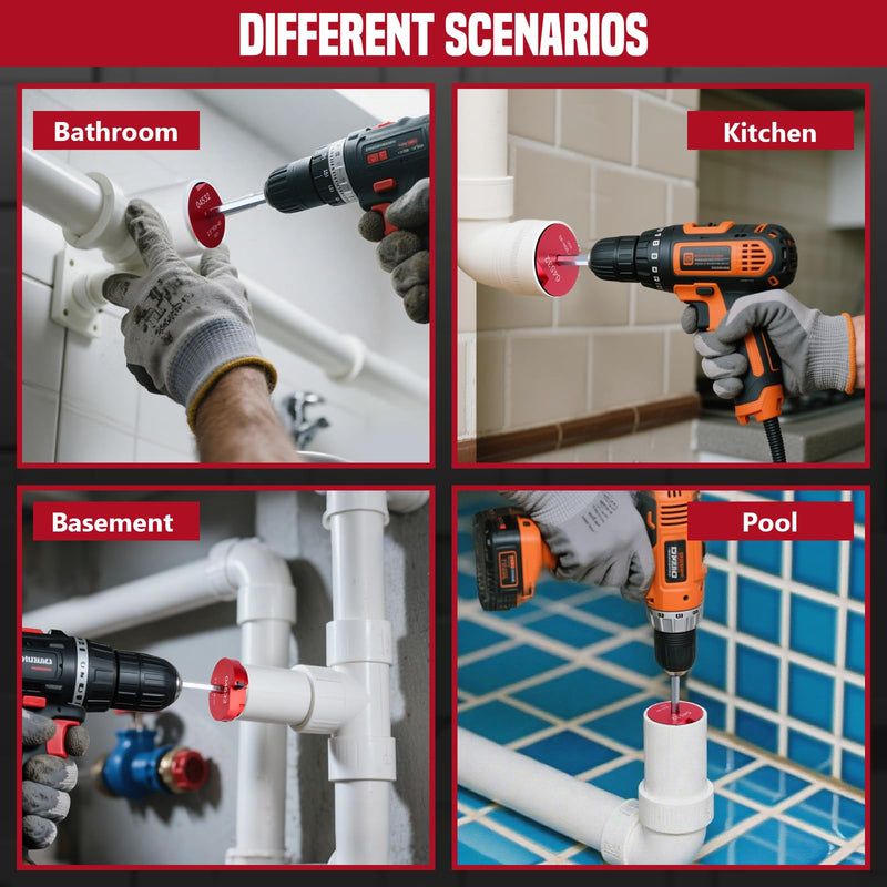 PVC Pipe Reamer Kit, PVC Fitting Saver for Sch.40 CPVC, Plumbing Tool Fits Standard 1/2" Drill, Socket Hub Saver
