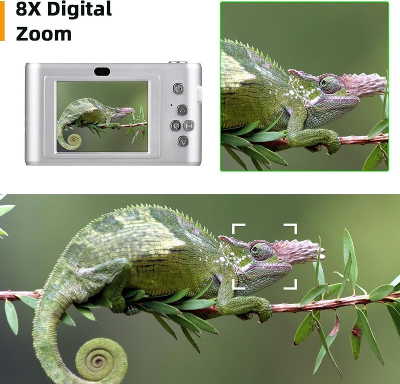 4K Digital Camera, FHD 1080P Kids Camera, 50MP Point and Shoot Camera with 16X Zoom Anti Shake, Compact Portable Small Camera for Girls Boys Teen Student with 32GB Micro SD Card, 1x Batteries Silver
