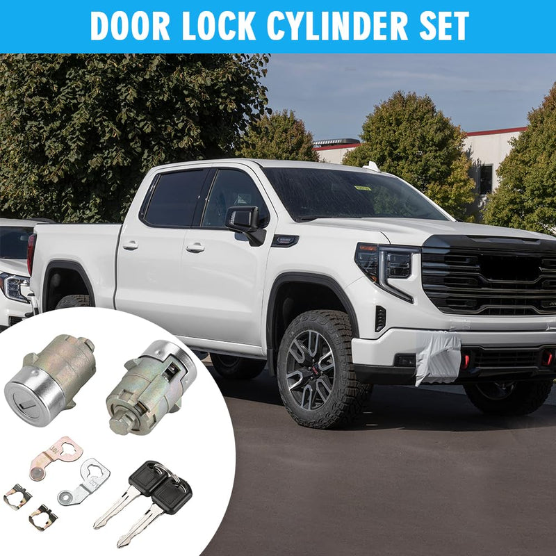 Front LH Driver & Passenger RH Door Lock Cylinder Kit Fit for Cadillac Escalade 2002-2006 8 Cyl 5.3L, 8 Cyl 6.0L, for Chevrolet Avalanche 2002-2006 8 Cyl 5.3L, 8 Cyl 5.3L Flex, 8 Cyl 8.1L