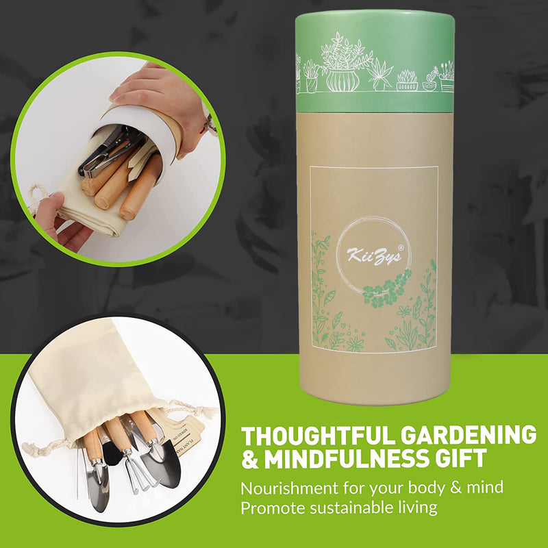 Indoor Garden Tools for Gardening - KiiZYS 12-Piece Small Garden Tools Set - Indoor Gardening Gifts for Women - Mini Hand Tools House Plant Tool Gift Box