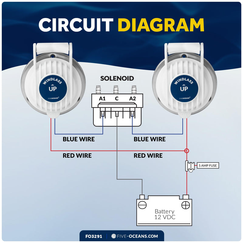 Five Oceans Windlass Foot Switch - Covered Anchor Windlass Deck Foot Switch Up/Down, Single Direction Switches, White UV-Stabilized Plastic Hinged Cover, 12-24-Volts, 5-Amp - FO3291