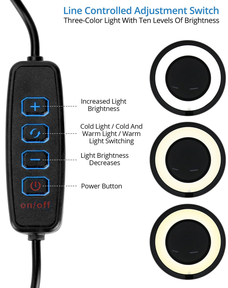 QWORK® Third Hand Soldering, with 6X LED Magnifying Lamp, 4 Soldering Helping Arms, 4 PCB Columns
