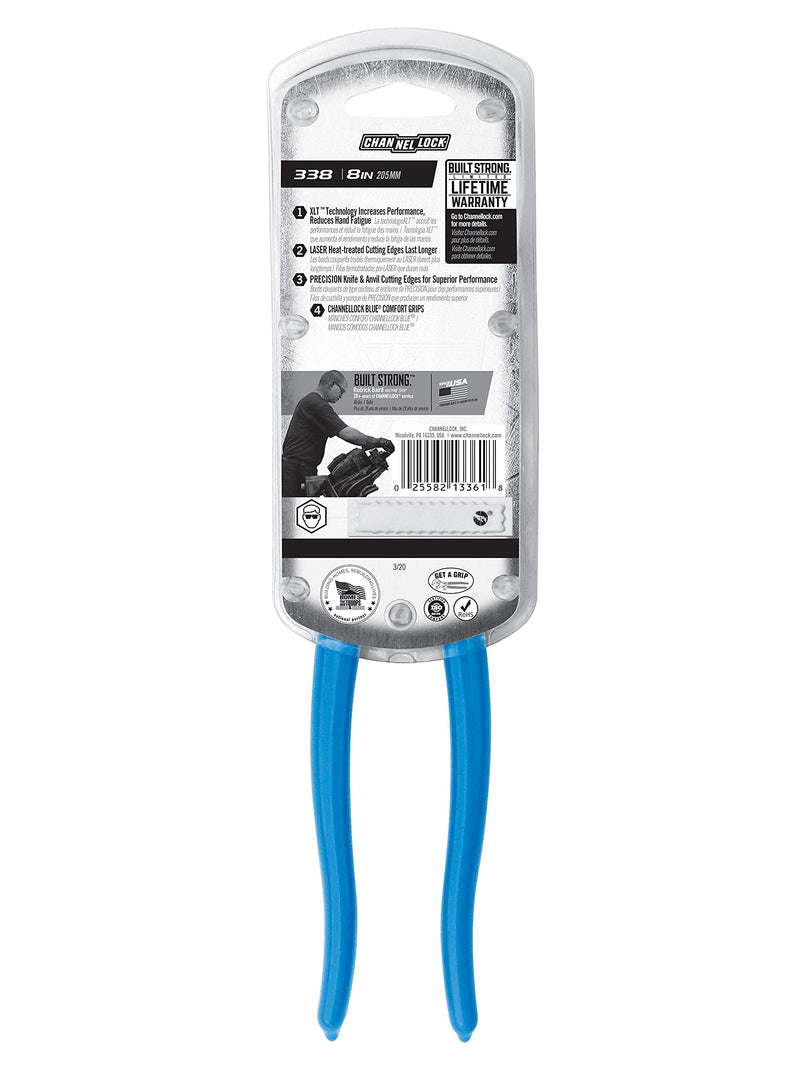 Channellock 338 Diagonal Cutting Plier,8" L, Blue 8