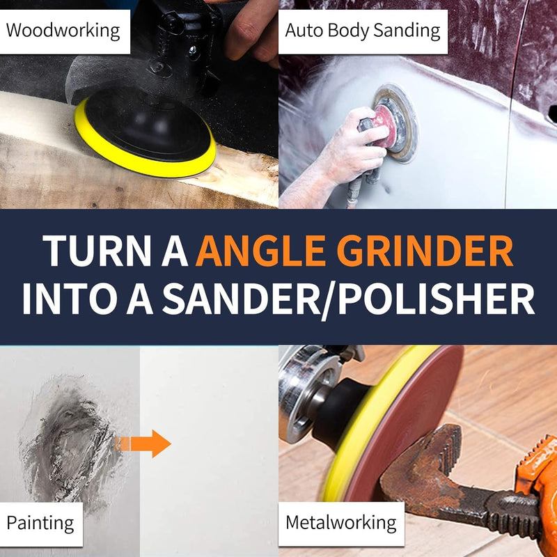 Pomsare Sanding Discs Set 125 mm for Angle Grinder - 80 Pieces Sandpaper with M14 Sanding Disc and Shaft - Angle Grinder Accessories for Wood and Metal - Improved Version