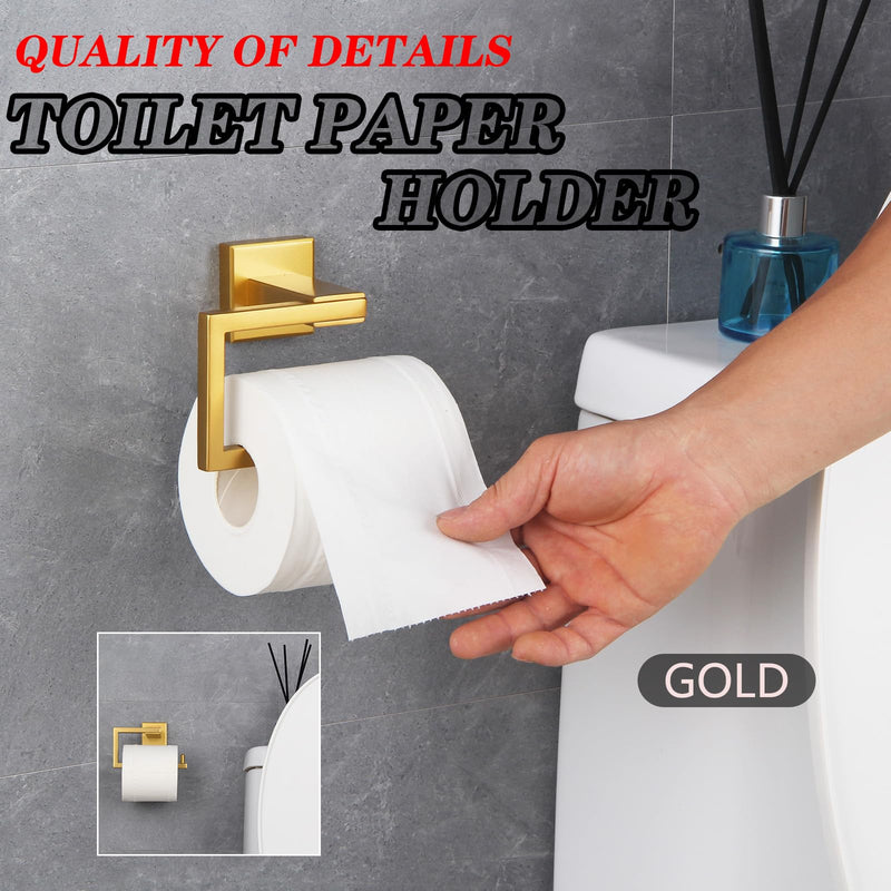 GERZWY Gold Stainless Steel Toilet Paper Holder Paper Towel Dispenser Tissue Roll Hanger Wall Mounted JG1905-BE