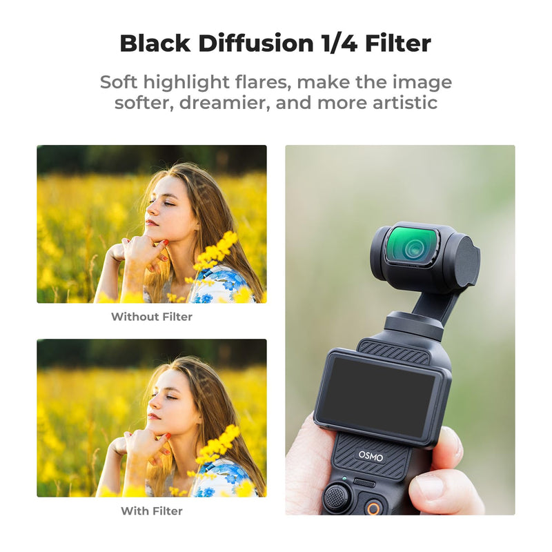 K&F Concept Magnetic Effect & ND & CPL Filter Set Compatible with DJI Osmo Pocket 3, 3 Pack CPL Black Diffusion 1/4 ND2-32 Filters Accessories, HD Optical Glass/Multi-Coated
