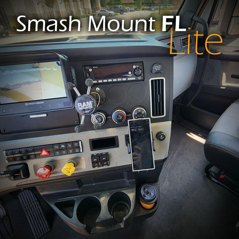 Smash Mount FL, Freightliner Cascadia Phone Holder Kit 2018-2024, 1 inch RAM Compatible or 17mm Ball Phone Mount Setup for Truckers (FL Lite Smash Mount) FL Lite Smash Mount