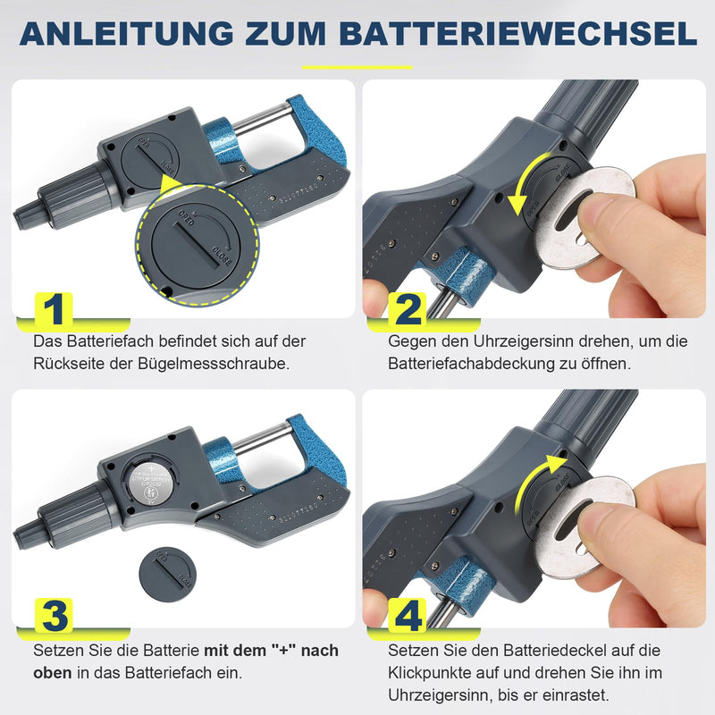 Ueznirn Outside Micrometer Digital 0-25 mm 0.001 mm/0.00003 Inches | High precision micrometer digital micrometer, LCD micrometer digital micrometer with wall thickness attachment