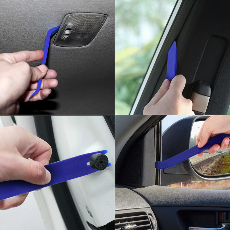 5 pcs Auto Trim Removal Tool Kit, Auto Body Pry Set, Non Scratch Dash Trim Automotive Molding Removal, Handy Remover and Fastener for Vehicle Body Panel and Interior Door Panel (Blue)