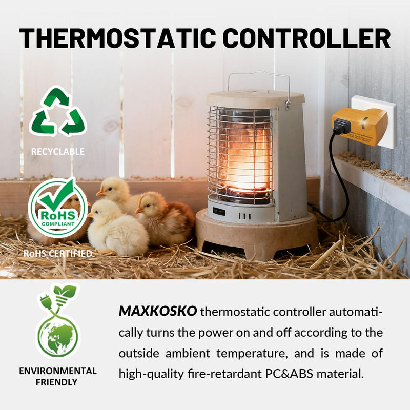 MAXKOSKO 4 PCS Freeze Thermostatically Controlled Outlet，Automatically Turn On Below 38 °F and Off Over 50 °F