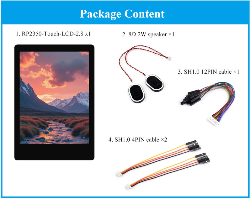 RP2350 2.8inch Capacitive Touch Display Development Board, 240x320, IPS LCD Screen, 5-Point Touch, SPI Interface, Accelerometer and Gyroscope Sensor, Dual-Core & Dual-Architecture Design