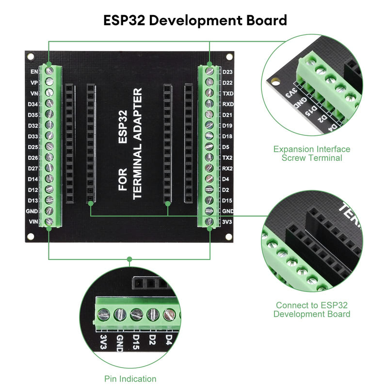 diymore Pack of 3 for ESP32 Breakout Boards 1-in-2 for 30 Pin Slim Version Microcontroller, Compatible with ESP32 Devkit V1 3pcs-30pin