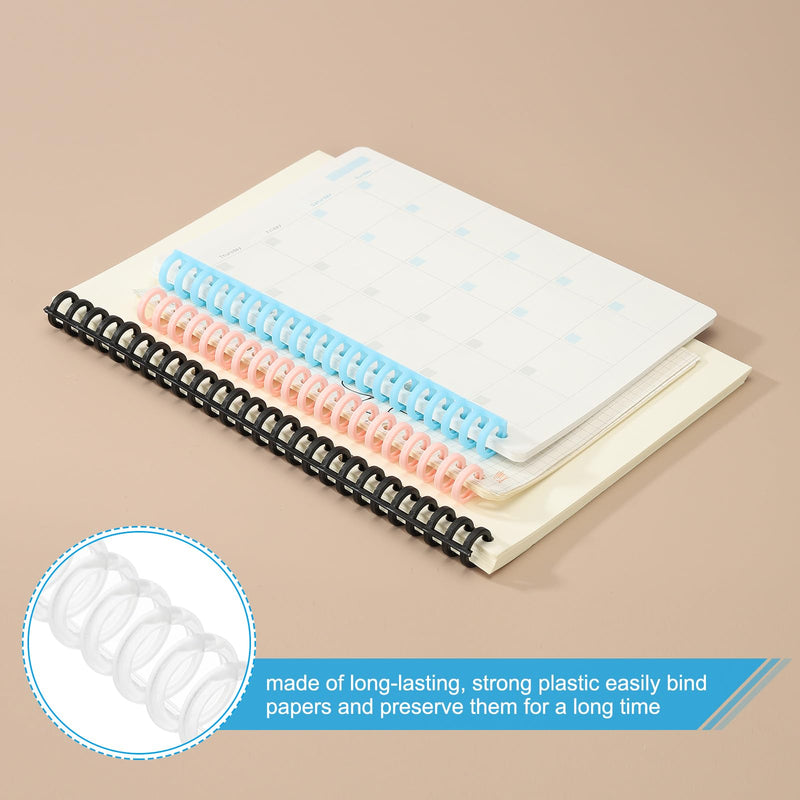 PATIKIL 12mm(1/2") Plastic Spiral Binding Coils, 50 Pcs Binding Spirals 85 Sheet Capacity 3:1 Pitch Binding Spirals for Binding Paper Sheets, Transparent White