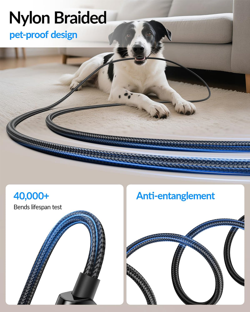 SOOPII USB C to USB C Cable [10ft/2Pack], 240W USB C Cable,Nylon Braided Type C Fast Charging Cables with LED Display for lPhone 16/15 Pro Max, Galaxy S25/S24, MacBook Pro/Air, iPad, Laptop,Black Black 10 Feet (2-Pack) 240W