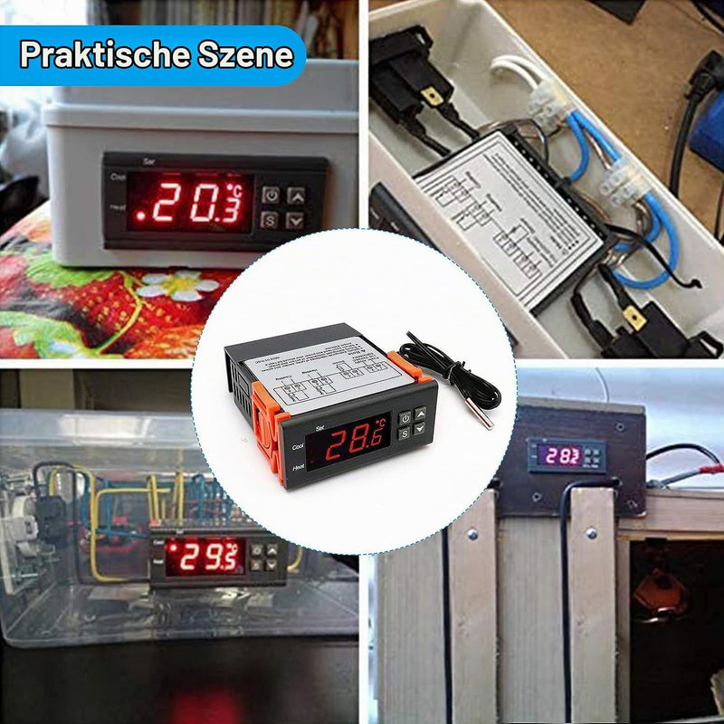 RUIZHI Digital Temperature Controller DC 110-220V 10A Digital Thermostat with Temperature Sensor Probe for Aquarium