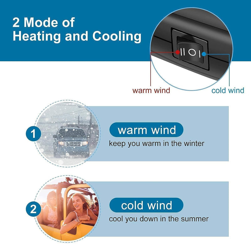 Car Heater, Portable Car Heater 12V 150W Car Windshield Defogger Fast Heating & Cooling Fan 2 in 1 Modes Car Heaters for Vehicle
