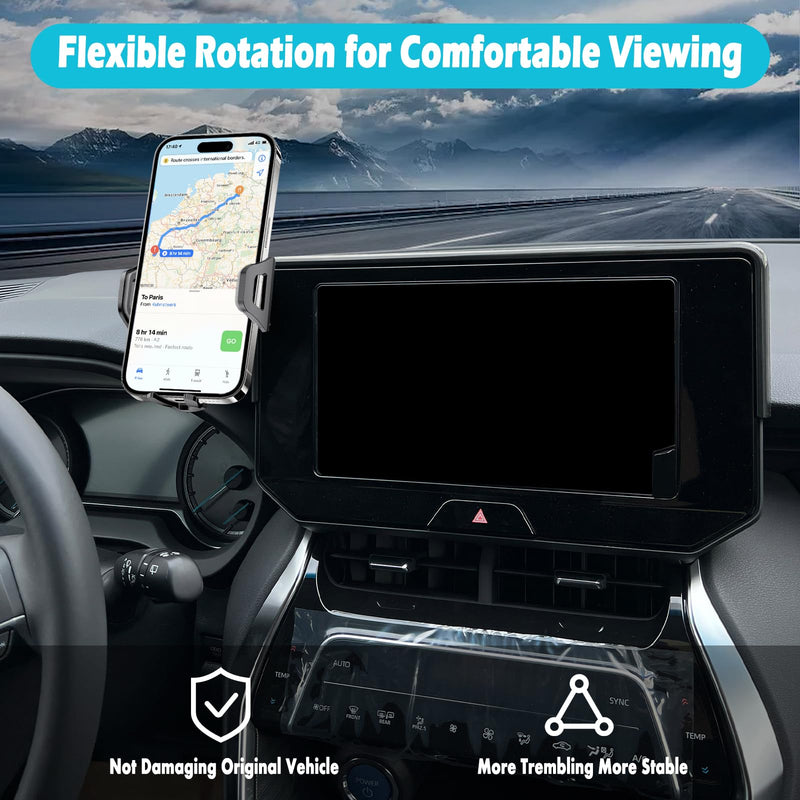 Car Phone Holder Fits for Toyota Venza XU80 LE XLE 2021-2023 Accessories(Only fit for 12.3-Inch Screen),Thick Cases Friendly,Cell Phone Mount for 4.7-7 in Phones
