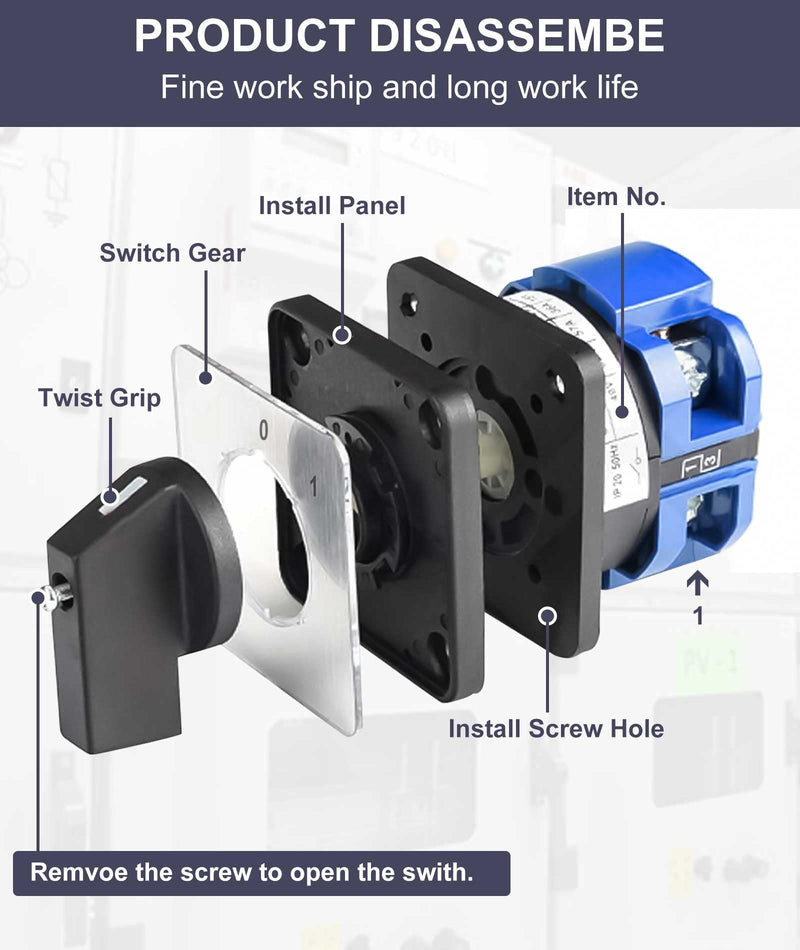 Universal changeover switch, AC 690V 20A 2 position rotary switch cam switch rotary cam changeover switch BEM28-25/1 C02