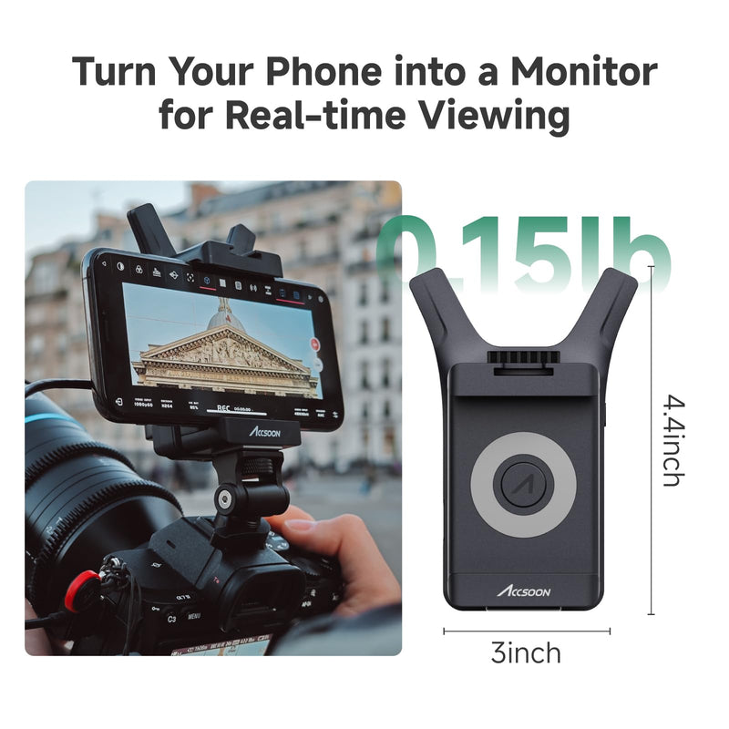 Accsoon CineView Nano Wireless Video Transmitter, HDMI Wireless Camera Transmitter 500FT Range 60ms Latency, Compatible with RS2/RS3/RS3 Pro Stabilizer/Switch/PowerCage, 4 APP Android/iOS Monitoring