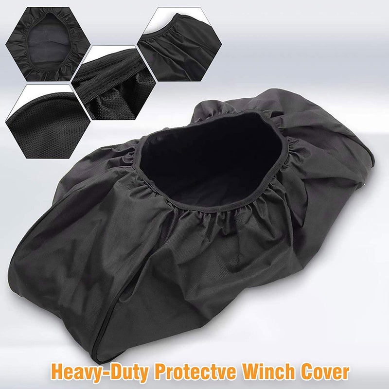 Winch Cover, Heavy Duty Waterproof Dust-Proof Winch Protection Cover, Ideal for Electric Winches 8500-17500 lbs, Indoor/Outdoor (21.5” x 9.5” x 7.5”) - Black 1