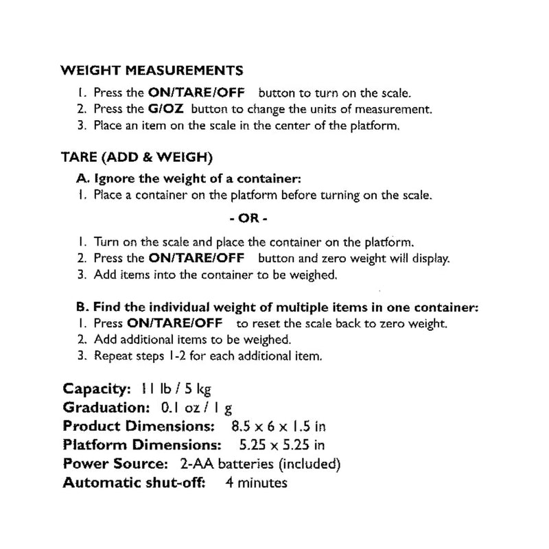 San Jamar Escali Digital Kitchen Scale, 11 lb Capacity, Tare Function, Precise Readout, Compact 8.5" x 6", Metallic Plastic (Model SCDG11M)