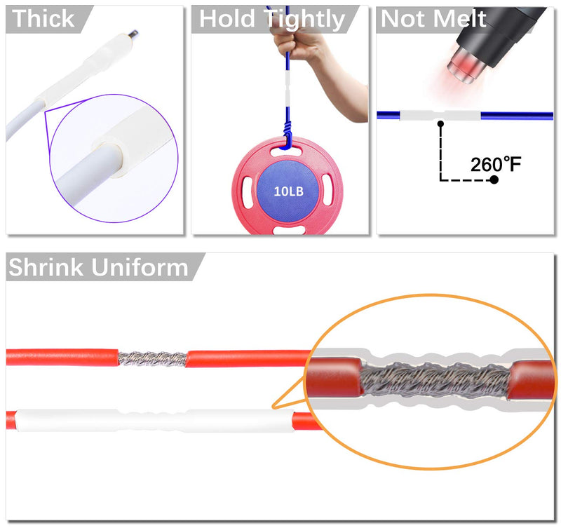 Heat Shrink Tubing Kit, 14 Sizes White Heat Shrink Tubing, Shrink Ratio 2:1 Heat Shrink Tubing Wire Wrap Industrial Heat Shrink Tubing Assortment for Wire Repairs, Soldering 4 | White set multisize