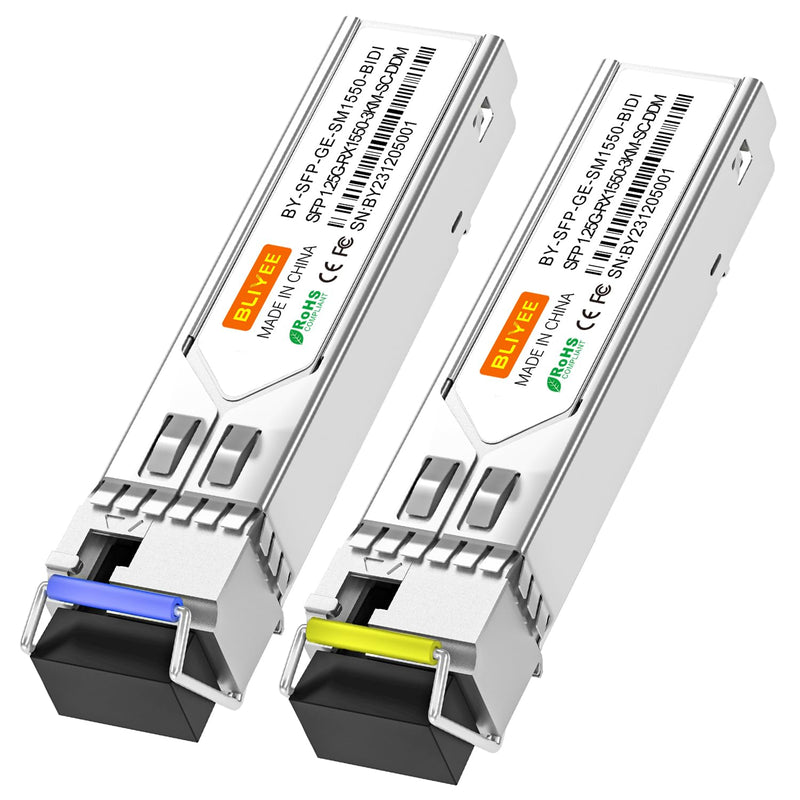 1 Pair 1.25G Single Mode SFP LC Module | 1000Base BiDi Fiber Transceiver | LC Simplex Connector | 20KM | SMF | 1310/1550nm | DDM for Cisco GLC-LH-SMD, Ubiquiti, Netgear, D-Link, Supermicro