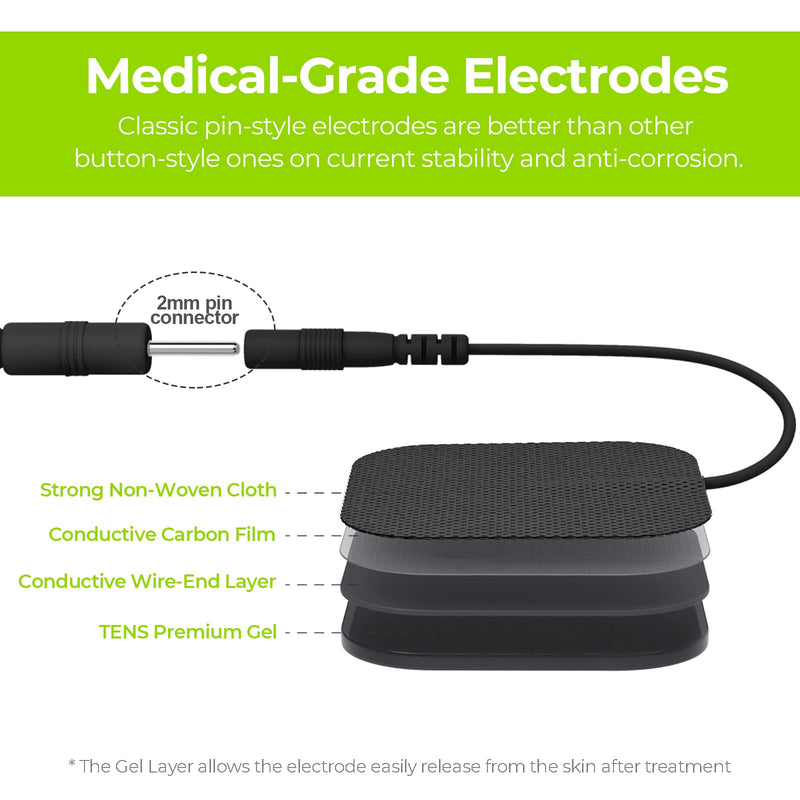 AUVON TENS Unit Pads Electrode Patches with Upgraded Self-Stick Performance and Non-Irritating Design for Electrotherapy (Black) Black