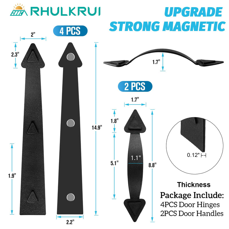 Magnetic Garage Door Hardware,Garage Door Magnetic Decorative Hardware 8 Hinges + 4 Handles for Iron Door,Easy Install,Durable & Waterproof (Classics Style,2 Pack) Traditional