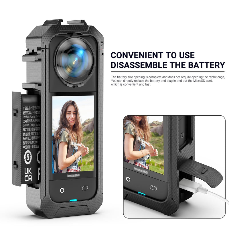 Frame Mounting Accessories for Insta360 One X5，PC Camera with 1/4 Cold Shoe Mount with Extra Adapter for Mic Flash Light