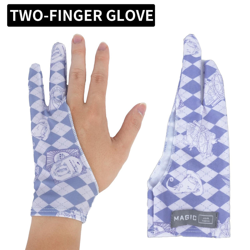 Artist Drawing Glove Art Two-Finger Glove Animal Print for Drawing Tablet/Pen Display/iPad for Right and Left Hand Blue