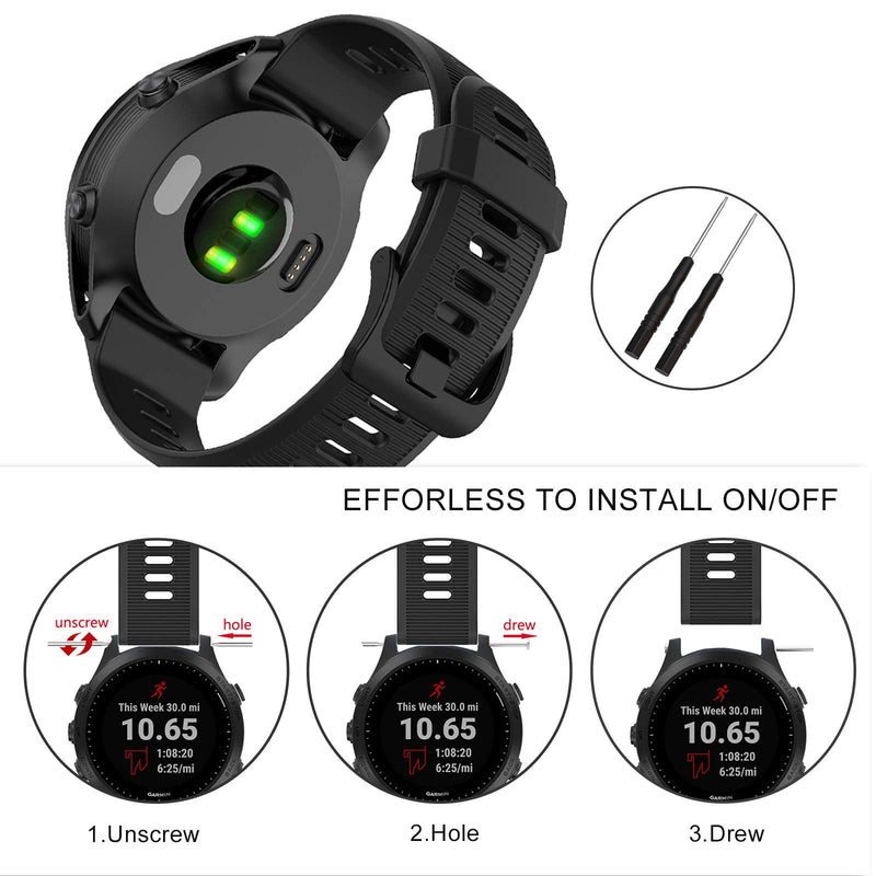 ISABAKE Band for Garmin Forerunner 935/Forerunner 945/955/965/Forerunner 745,Compatible with Fenix 5/ Fenix 5plus/ Fenix 6/ Fenix 6 Pro/Approach S60,Soft Silicone 22mm Replacement Bands Black