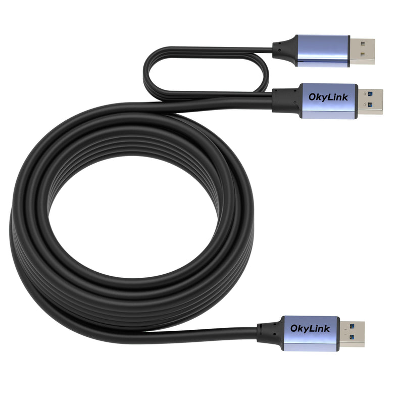 32ft(10M) Active USB 3.0/3.2 Gen 1 Data Cable A Male to A Male with Optional Power Cable & Repeater 5Gbps for Long Distance Data Transfer 32ft (10M) Black cable + Gray shell