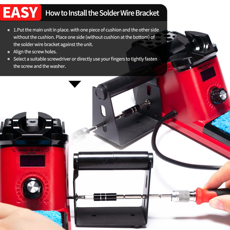 YIHUA 926 III 110W Soldering Iron Station Kit with LED Display, 2 Helping Hands, 3 Extra Iron Tips, 35g Lead-Free Solder, Solder Sucker, S/S Tweezers, °C/°F Conversion, Calibration & Sleep Features