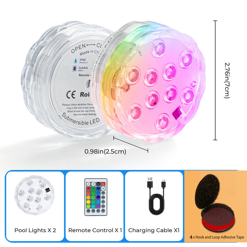 Seaponer Rechargeable Boat Lights - IPX8 Waterproof LED Lights with Remote, RGB Multi 25 Colors, for Deck Courtesy Interior Lights, Fishing Kayak Duck Jon Bass Boat, 4 Pack